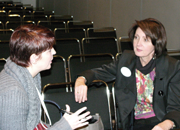 LeadingAge's Cheryl Phillips, M.D., right,with Agape Senior administrator Lyndsey Plyler, NHA, CRCFA