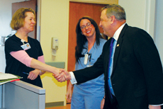 Gov. Paul LePage (R) recently visited the Central Maine Medical Center in Lewiston.