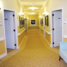 Carpet must be carefully chosen for residents with dementia, and artwork should be literal.