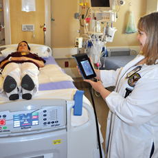 Nursing staff at the Carl T. Hayden VA Medical Center in Phoenix test a pressure mapping system.