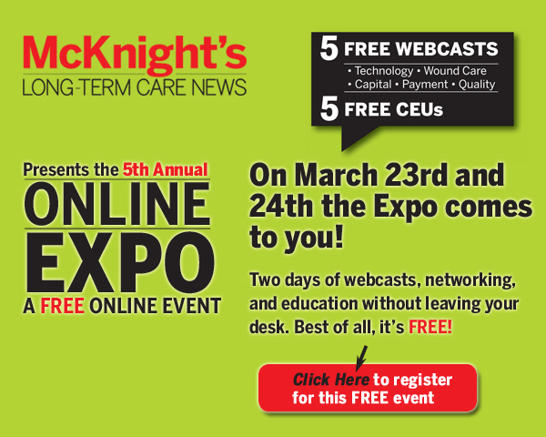 DAY ONE: McKnight's 5th Annual Online Expo kicks off today with technology, wound care and capital w