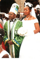 King Charles Wesley Mumbere with Queen Agnes Ithungu Asimawe at Oct. 20, 2007, wedding in Uganda.