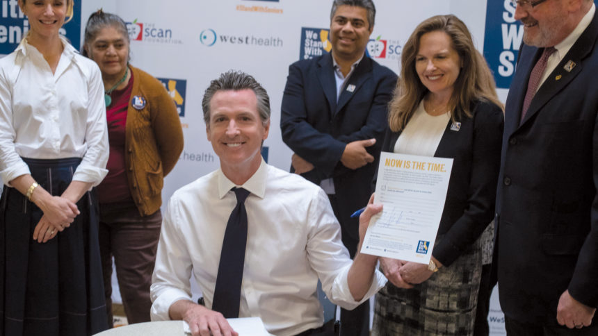 Gavin Newsom with members of SCAN foundation