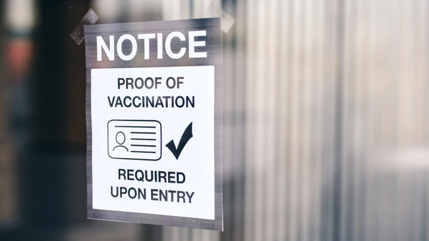 Business Wtih Vaccine Mandate Sign