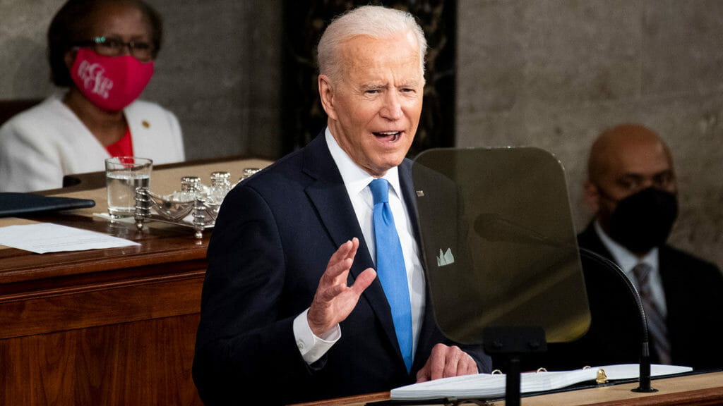 President Joe Biden gives a speech