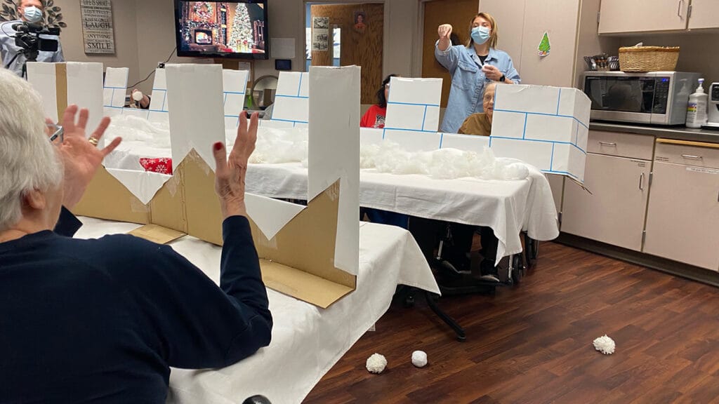 Indoor Snowball Fight - Mahoning Valley Nursing