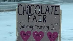 Chocolate fair fundraiser sign